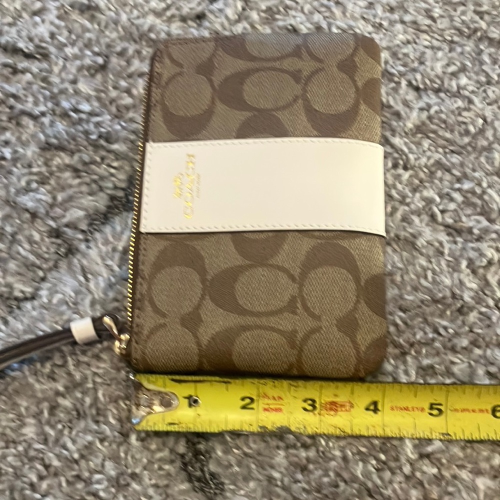 Coach Signature Brown and Cream Wristlet - Picture 9 of 9